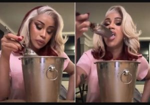 Cardi B, Cardi B IG Live, Cardi B viral video, Cardi B eats ice, Cardi B bucket of ice, celebrity viral moments, rapper Instagram Live, Cardi B funny moments, Cardi B water comment, drinking 6 bottles of water, celebrity social media trends, hip hop news, entertainment news, viral celebrity clips, Cardi B 2026, Instagram Live highlights, celebrity food habits, trending music artists, pop culture news
